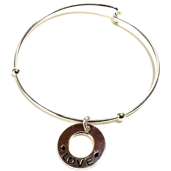 Vantel Pearls Silver-Plated Love Charm Bangle Bracelet – 7.5", Women’s Jewelry - Picture 4 of 8